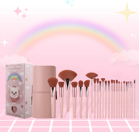 MAKEUP BRUSH SET 24 PCS CUTE BEAR COLLECTION-HUGH AND KISSES