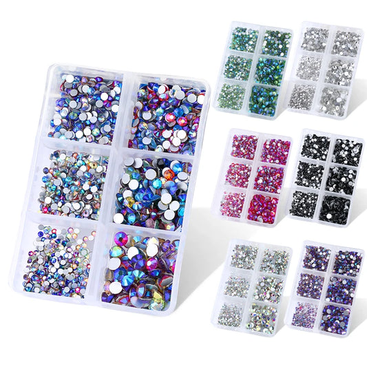 1560pcs/box Glass Crystal Mix Sizes Non Hot Fix Rhinestone Set Flatback Crystal Nail Rhinestones Diamond For DIY Decorations