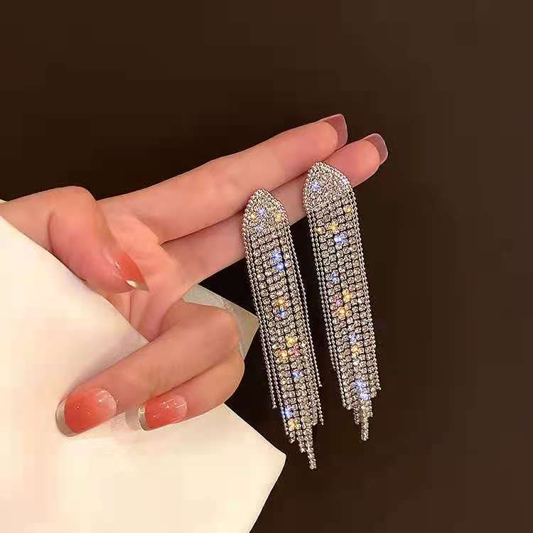 1 pair fashion geometric plating rhinestone drop earrings