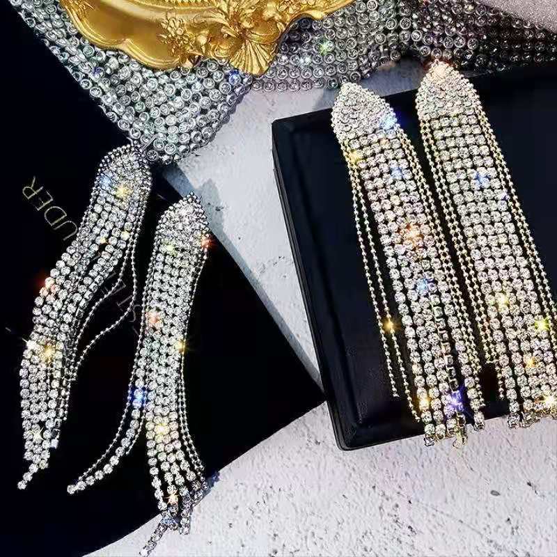 1 pair fashion geometric plating rhinestone drop earrings