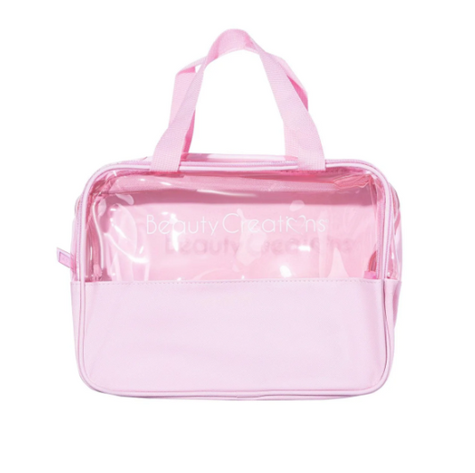 LARGE CLEAR PINK BEAUTY BAG #BCCPB1