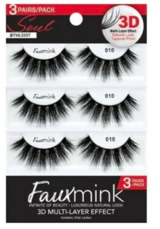 FAUX MINK 3D MULTILAYER LASHES 3 PAIRS PACK 010
