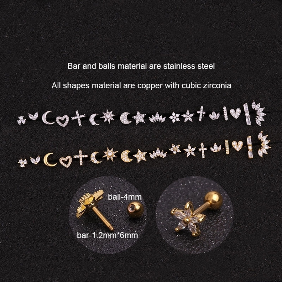 Ear Cartilage Rings & Studs Lady Flower 316 Stainless Steel  Copper