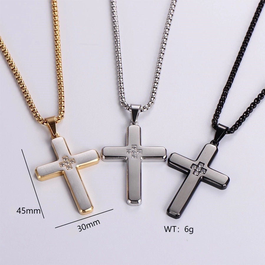 Hip-Hop Retro Cross 304 Stainless Steel Plating Rhinestones 18K Gold Plated Men's