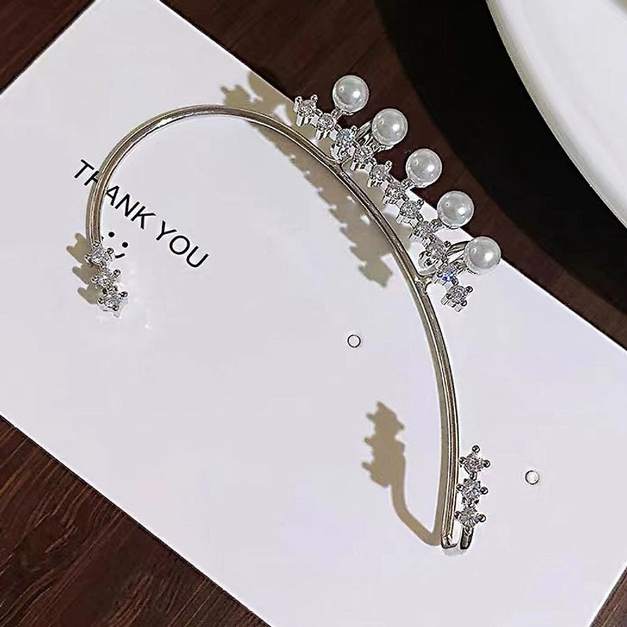 1 pair fashion heart shape flower bow knot imitation pearl alloy rhinestone earrings