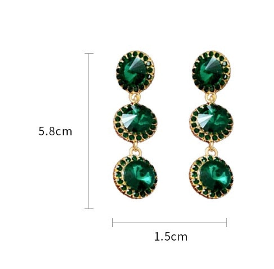 1 Pair Vintage Style Geometric Round Plating Inlay Alloy Rhinestones Drop Earrings