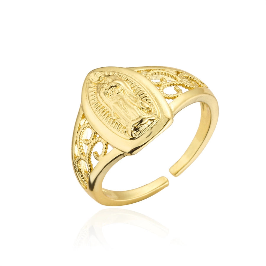 europe and america hot sale new copper-plated gold religious jewelry virgin mary open ring