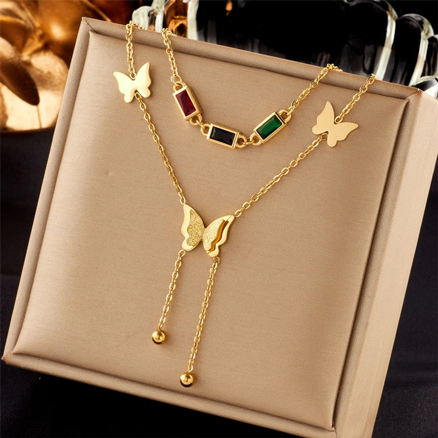 ig style basic star moon bow knot titanium steel enamel plating rhinestones pendant necklace