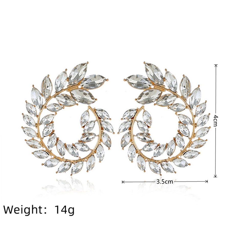 1 pair ethnic style water droplets inlay alloy rhinestones ear studs