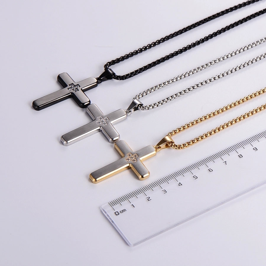 Hip-Hop Retro Cross 304 Stainless Steel Plating Rhinestones 18K Gold Plated Men's