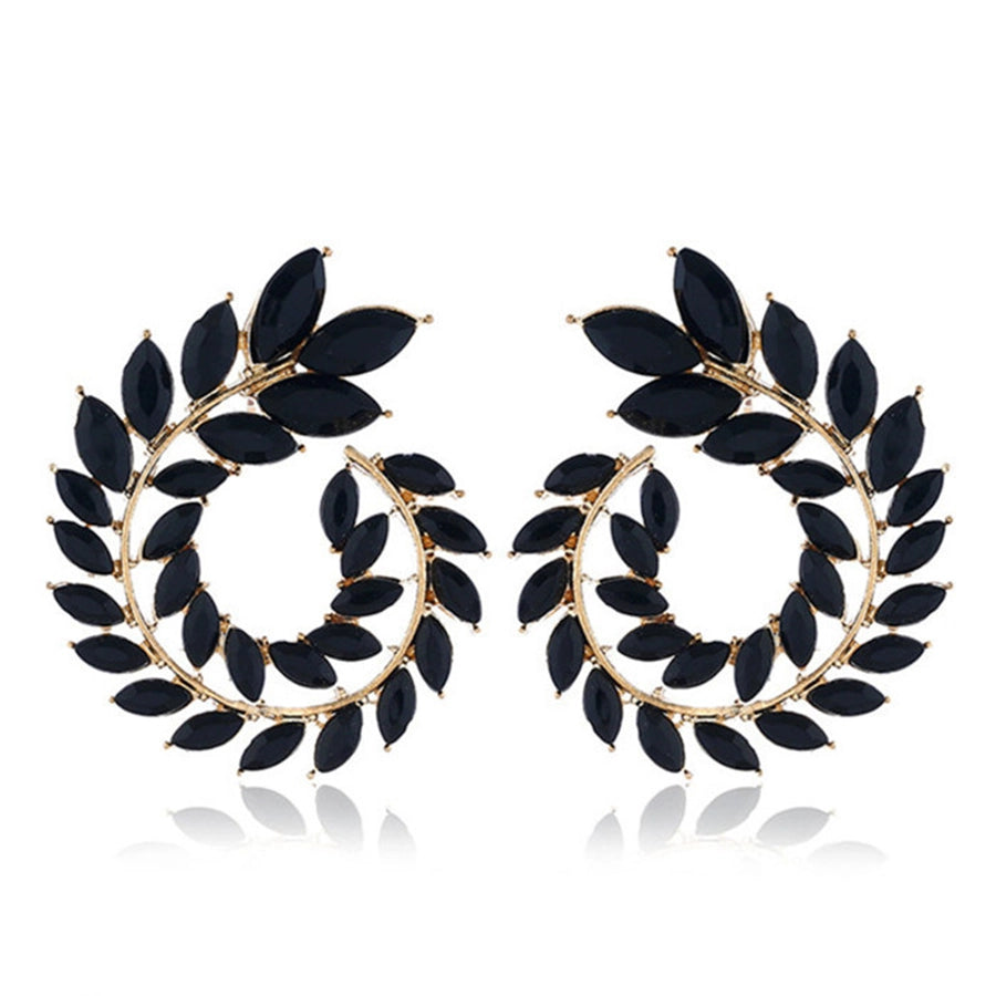 1 pair ethnic style water droplets inlay alloy rhinestones ear studs