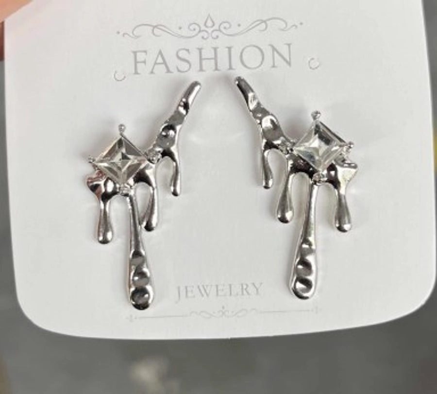 1 pair fashion heart shape flower bow knot imitation pearl alloy rhinestone earrings