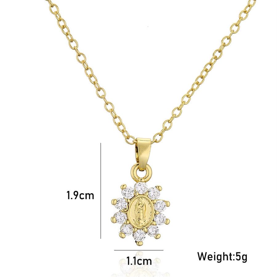 european and american religious jewelry exquisite copper micro-inlaid zircon virgin pendant necklace