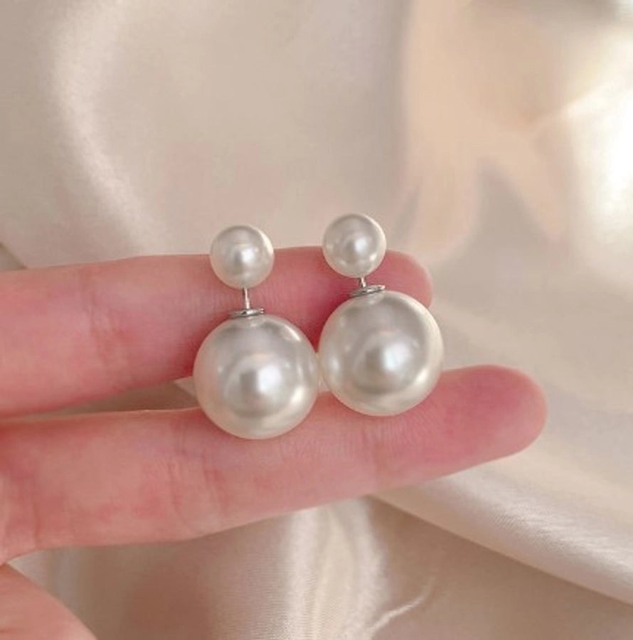 1 pair fashion heart shape flower bow knot imitation pearl alloy rhinestone earrings