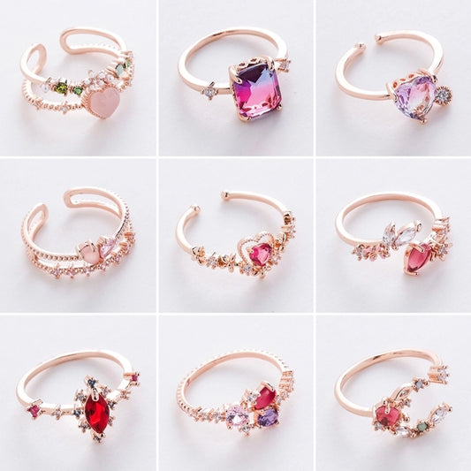 sweet geometric copper gold plated artificial gemstones rings in bulk