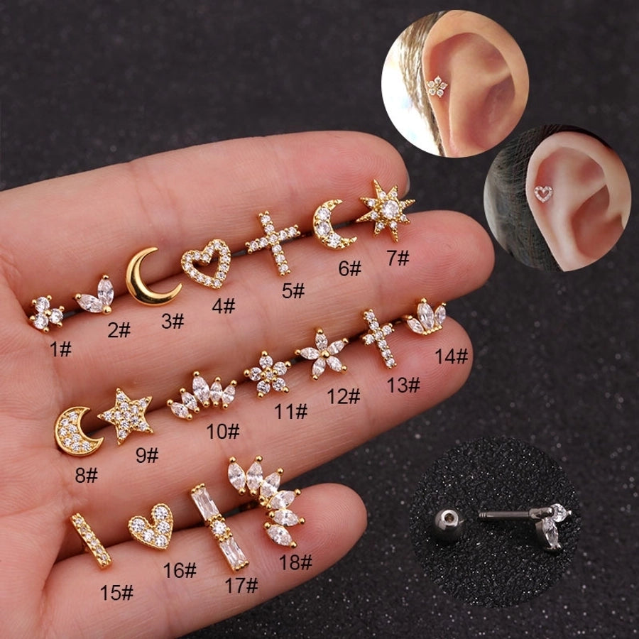 Ear Cartilage Rings & Studs Lady Flower 316 Stainless Steel  Copper