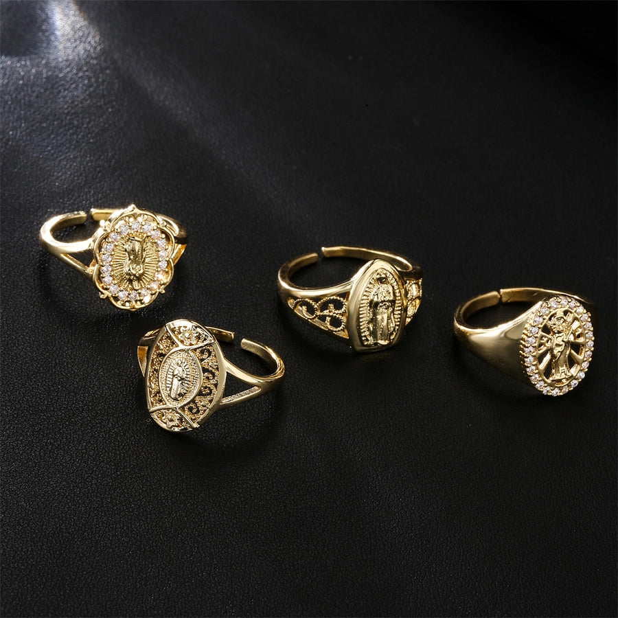 europe and america hot sale new copper-plated gold religious jewelry virgin mary open ring