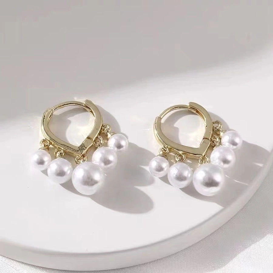 1 pair fashion heart shape flower bow knot imitation pearl alloy rhinestone earrings