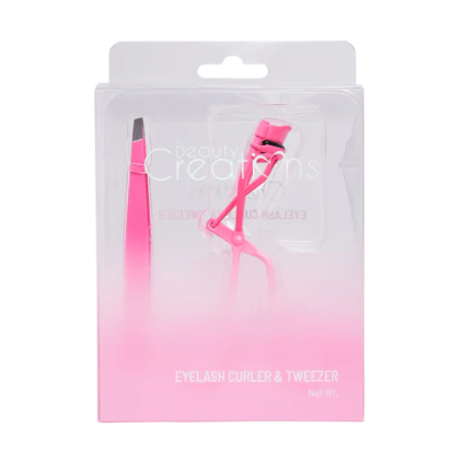 HOT PINK EYELASH CURLER AND TWEEZER SET